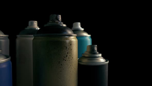 Passing Grungy Used Spraypaint Cans