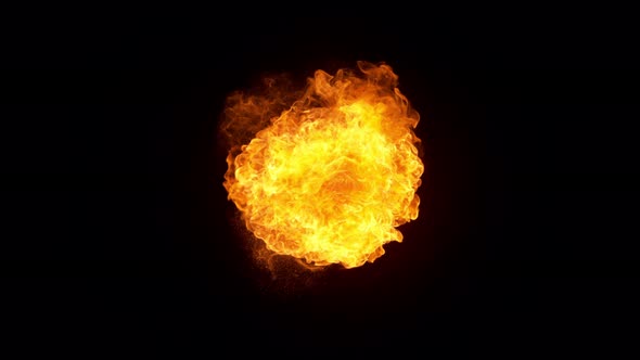 Super Slow Motion Shot of Fireball Explosion Towards the Camera Isolated on Black at 1000Fps