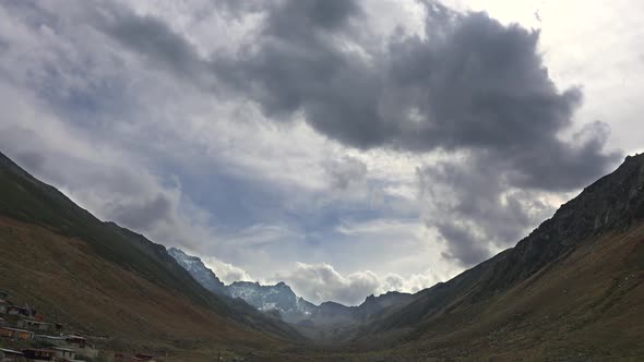 Looking Towards the High Snowy Summits From the Village at the Base of the Long Valley