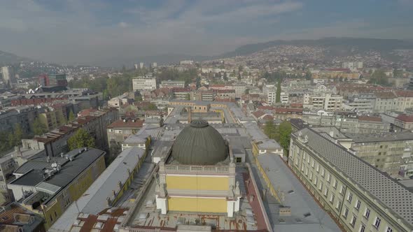 Aerial of Sarajevo University and other buildings