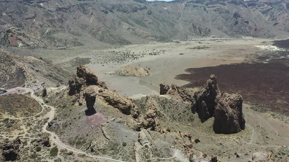 Tenerife, lunar landscape in the crater of the Teide volcano.