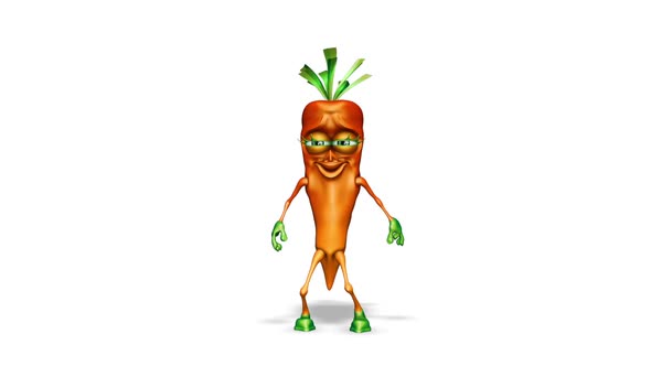 Happy Carrot  Looped Dance on White Background