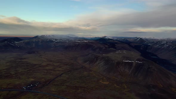 Scenic Volcano Landscape Post Eruption Sweeping Through The Horizon And Vast Plateau On The Foregrou