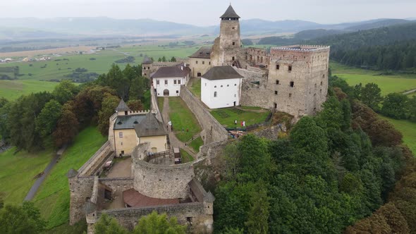 Aerial view of the castle in Stara Lubovna, Slovakia