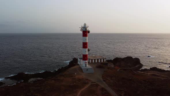 Drone view Sunset Lighthouse Tenerife 4k