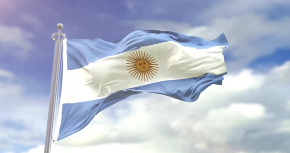 Realistic Argentina Flag Slow Motion 4K