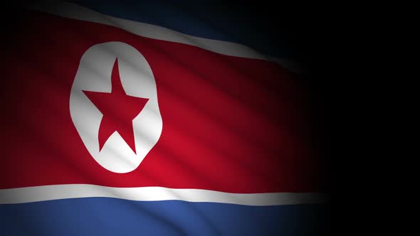 North Korea Flag Blowing in Wind