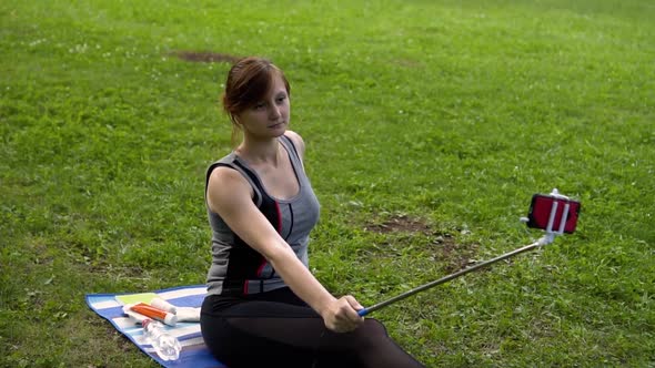 Girl Takes a Selfie in Nature Day