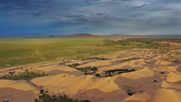 Aerial View of the Sand Dunes in Mongolia