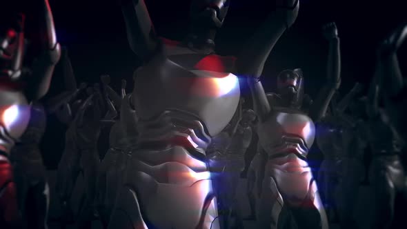 Cyber Humanoid Robots Comes Together And Dances In Techno Party V2