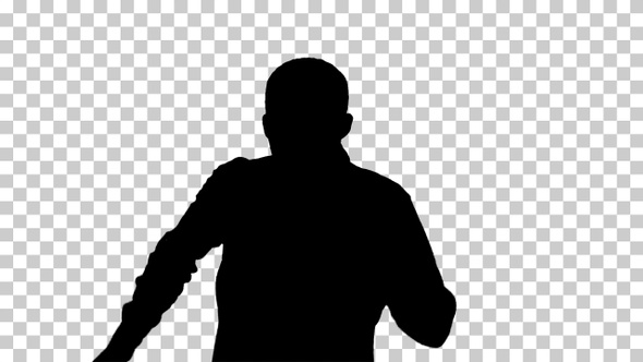 Silhouette Man walking and dancing, Alpha Channel alt