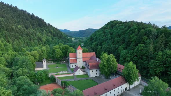 Aerial view of the Cerveny Klastor in Slovakia