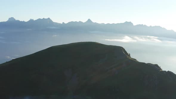 Wonderful Drone Shot of Lush Green Mountainop Peak of Schwalbenwand Austria