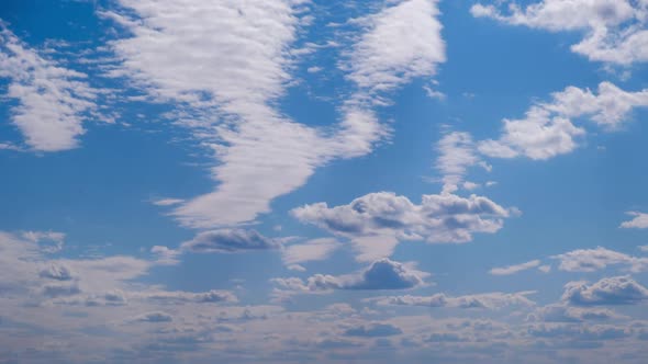 White Clouds Move and Dissolve in the Blue Sky Timelapse