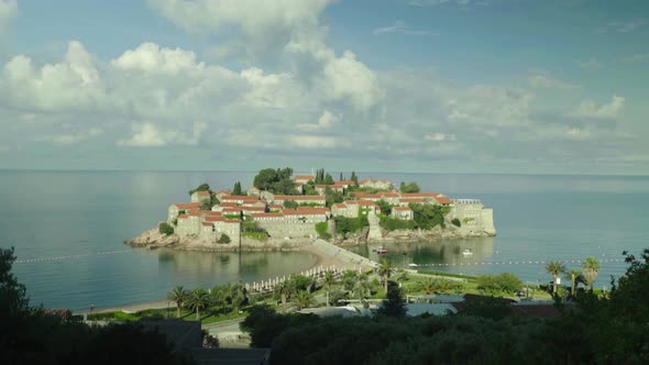 Sveti Stefan Is a Tourist Town By the Sea. Montenegro. Day