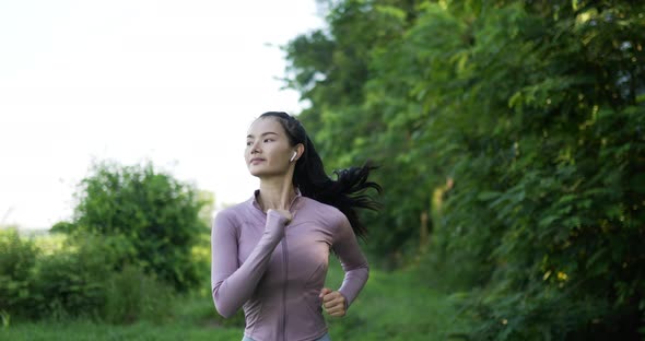 Asian young woman running