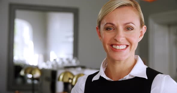 Portrait of smiling waitress