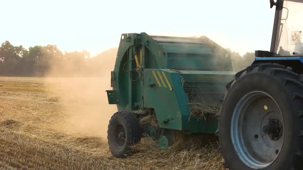 Farmer Harvesting Straw.