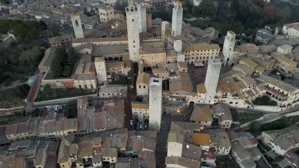 Aerial view of San Gimignano, Siena, Tuscany, Italy.