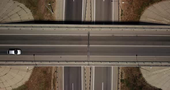 Top Down View of Transport Junction, Traffic Cross Road Junction Day