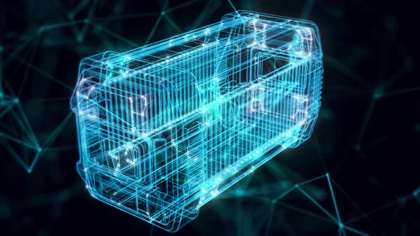 Sci Fi Military Container Hologram Close Up 4k alt