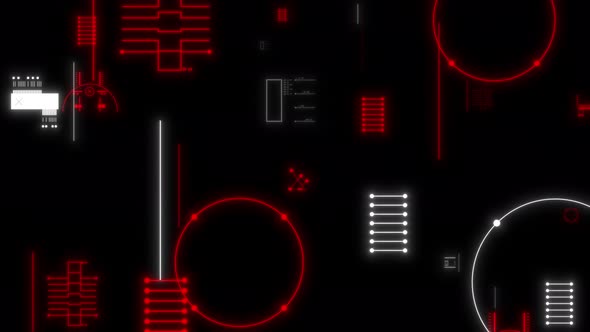 Technical Blueprint Style Looping Video Background In Red And White