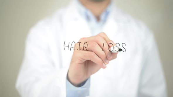 Hair Loss, Doctor Writing on Transparent Screen