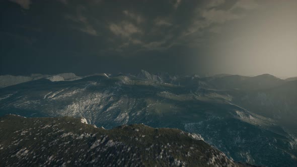 Dramatic Sky Over Steps in a Mountain. alt