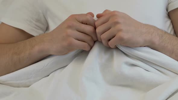 Nervous Male Hands Blanket, Sleep Disorder, Anxiety, Prostatitis Health Problem