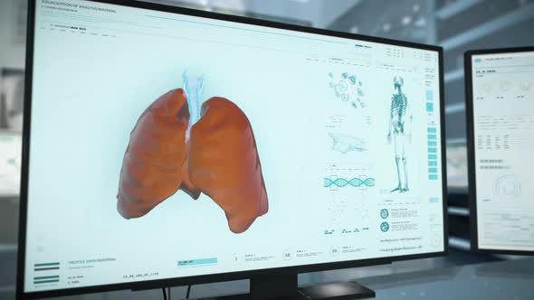 Illness Therapy Interface Checking Lungs Of Patient At Futuristic Laboratory alt