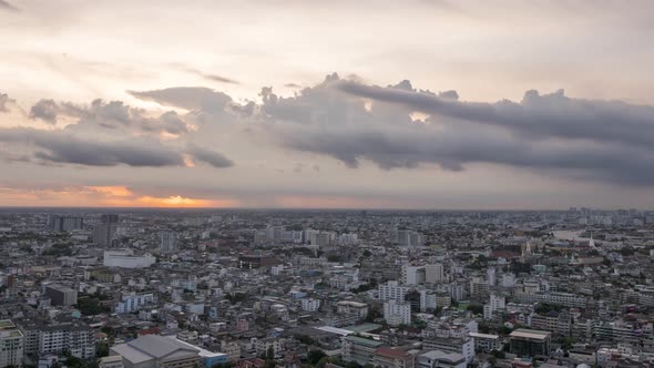 Time lapse of cloudement over Bangkok cityscape