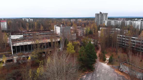 Chernobyl Exclusion Zone. Pripyat. Aerial