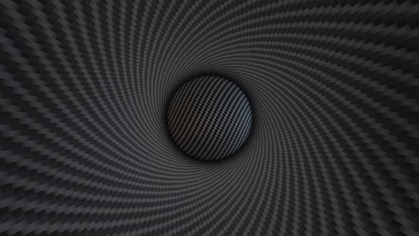 Carbon Fiber Hypnotic Optical Illusion Tunnel with Moving Ball Inside