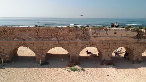 Old Roman Aqueduct in Caesarea Israel