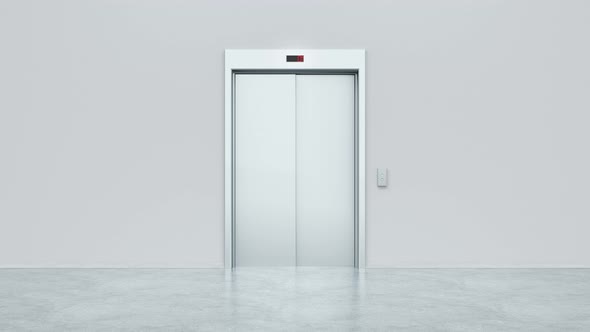 Modern elevator with open metal doors