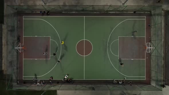 Basketball at Night Drone Shot in Istanbul