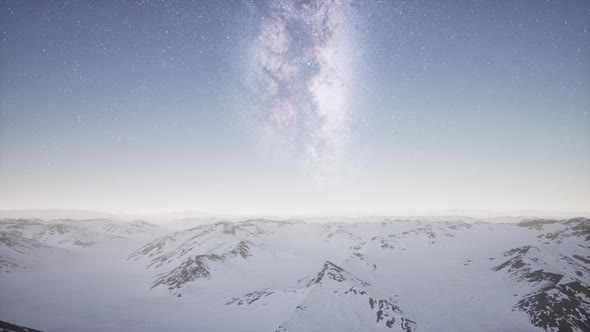 Milky Way Above Snow Covered Terrain