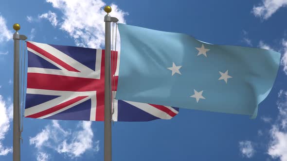 United Kingdom Flag Vs Federated States Of Micronesia Flag On Flagpole