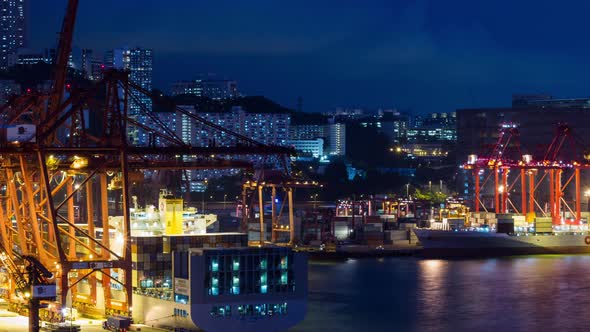 Kwai Tsing Container Terminals at night