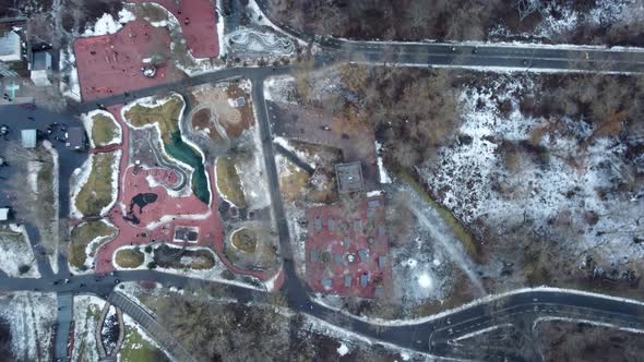 Aerial table tennis outdoor playground in winter