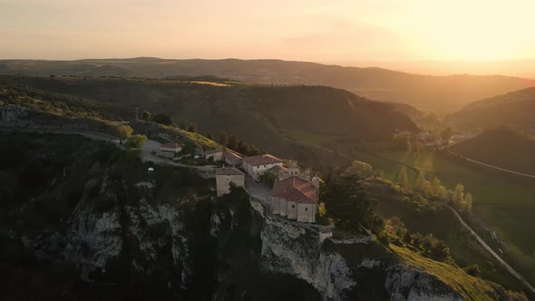 Aerial View of Santa Casilda Shrine at Sunset La Bureba Burgos Province CastileLeon