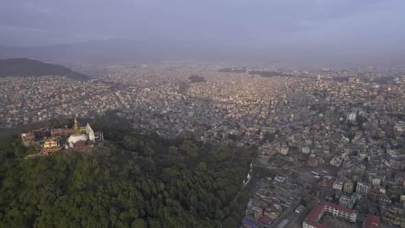 Wide aerial view of Kathmandu Nepal