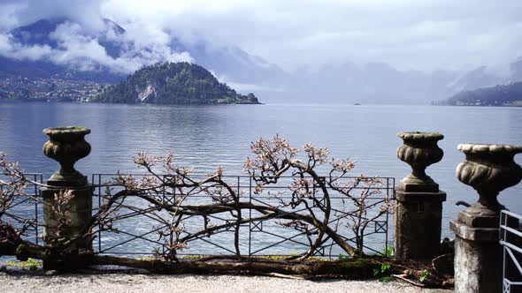 Coast of the Town of Varenna in the Fog