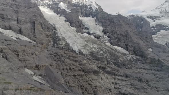Pan of Eiger Glacier in the Bernese Alps Switzerland 