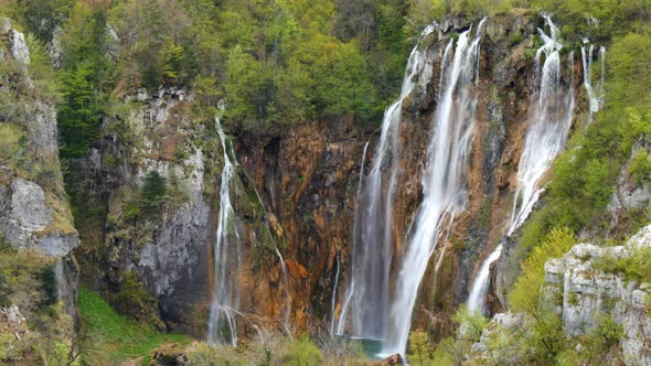 Breathtaking View of the Most Famous Waterfalls in Plitvice Lakes National Park