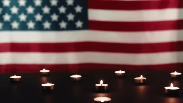 American Flag with Mourning Matches