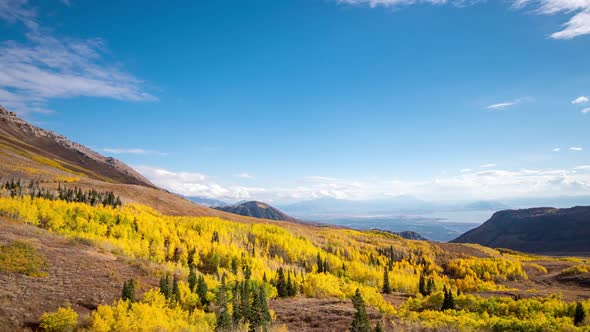 Time lapse of landscape viewing colorful Fall foliage