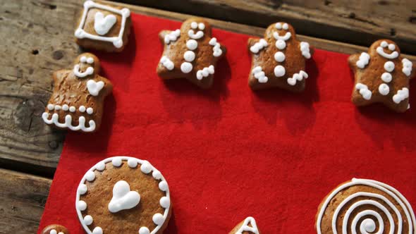 Various cookies arranged on a textile