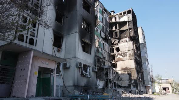 Destroyed Residential Building in Borodyanka Kyiv Region Ukraine