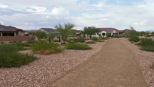 Real estate neighborhood in Southern Arizona. Single story family homes in Quail Creek.